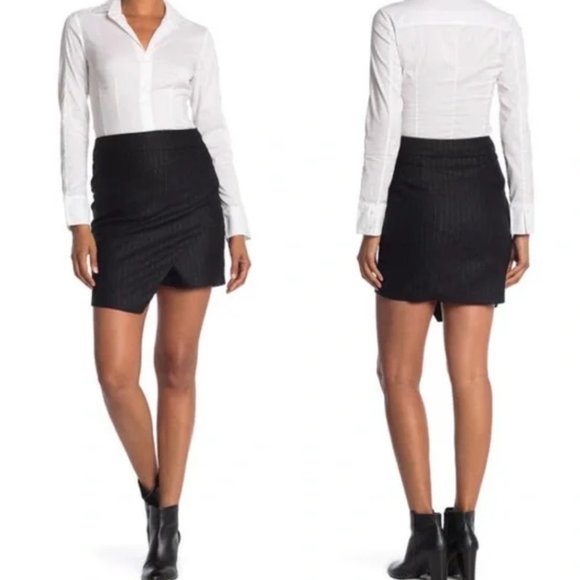 Zadig & Voltaire pinstripe wool asymmetrical skirt XS NWT - Picture 1 of 6
